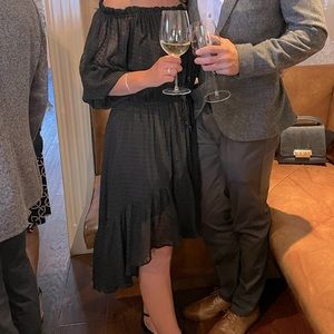 ANTHRO Shakuhachi 100% Silk Black High Low Dress